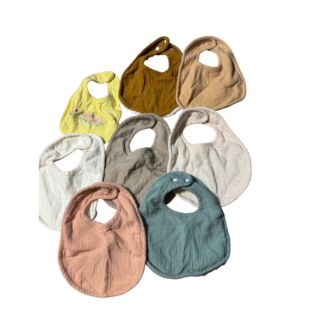 Unbranded Muslin Bibs Set Baby OS Multicolor Excellent Earth Tone Floral 8pc